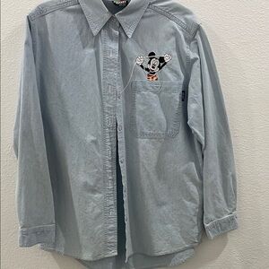 Disney Men's Blue Shirt with Mickey Mouse Design